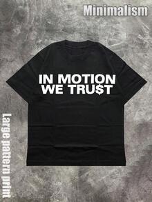 "In Motion We Trust: $100 Bill Graphic Tee" (220g Cotton T-Shirt) Printed T-Shirt, Graphic Tee, Unisex T-Shirt, Casual And Comfortable, Men's Cotton T-Shirt. Interesting Pattern T-Shirts, Street Life, Home Leisure, Friends Gathering,Graphic Tees Men - 黑色 - 查看 2