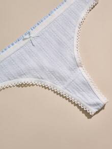 4pcs Cotton Fresh & Sweet Comfortable Women's Thong Panties - Multicolor - View 7