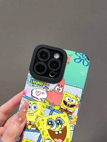 SPONGEBOB 1个卡通创意趣味海绵宝宝拼接竖条纹防震手机壳，兼容三星/ 17/16/15/14/13/12/11 Pro Max/12 Pro/14 Plus - 彩色 - 查看 6