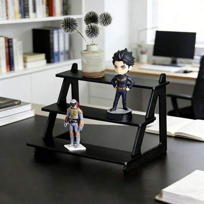 Black Minimalist Geometric Display Shelf, All-In-One Solution For Collecting And Displaying Figurines