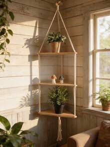 1 件木制壁挂，现代流苏装饰挂饰，适用于家庭、家居装饰、房间装饰、墙壁装饰 - 卡其色 - 查看 11