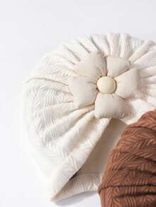 3顶婴儿小麦花图案弹力柔软舒适帽子，适合日常佩戴，0-2岁宝宝适用