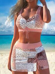 High Stretch Women Bikini Sets Tummy Control Swimsuit Push Up Underwire Top High Waisted Bottom Bathing Suit Quick Dry UV Protection Swimwear For Beach Holiday Surfing Yoga - 彩色 - 查看 4