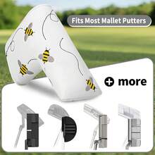 Funda para Putter de Golf Estilo Little Bee & Calavera Cruzada - Funda de Cabeza de Hoja Premium con Forro Suave y Cierre - Accesorio Duradero para Palos de Golf, Adecuado para Hombres & Mujeres, Regalo Único del Día del Padre para Entusiastas del Golf, Funda para Cabeza de Palo de Golf - Multicolor - Ver 9