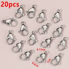 20Pcs Stainless Steel Lobster Clasp, Secure Connector For Bracelet Necklace Chain DIY Jewelry Making Accessories - Stainless Steel Lobster Clasp - View 10