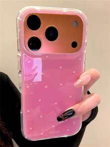 Polka Dot Cute Polka Point Phone Case Compatible With 17 Pro Max 17 Pro 17 16 Pro Max 16 Pro 16 15 Pro Max 15 Pro 15 14 Pro Max 14 Pro 13 Pro Max 12 Pro Max 11 Stylish Soft Back Cover - Hot Pink - View 3