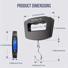 1 pieza Báscula electrónica portátil, báscula digital de alta precisión con asa cómoda, báscula de resorte ligera, báscula colgante compacta para uso doméstico - Negro - Ver 6