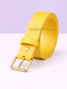 Women's Belt With Silver Buckle, Casual - أصفر - مشاهدة 1
