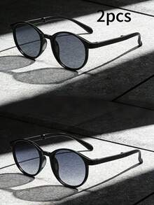 1件/2件装男士时尚椭圆形框架可折叠超轻高端复古眼镜，适合日常外出、驾驶等。 - 彩色 - 查看 10