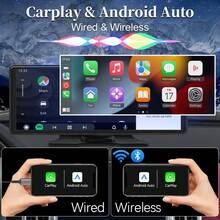 10.26英寸便携式CarPlay和Android Auto屏幕，HIPPCRON车载信息娱乐系统，宽屏显示器，适用于音乐、视频和导航，高清IPS触摸屏，支持MirrorLink/无线/AUX/FM/USB输入，12V点烟器插座供电，现代汽车配件 - 不含後視相機 - 查看 2