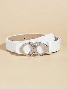 1pc Women's Black Leather Crescent Moon & Star Buckle Belt, Streetwear Cross Waist Belt, Versatile Fashion Accessory To Pair With Jeans & Skirts - A - View 17