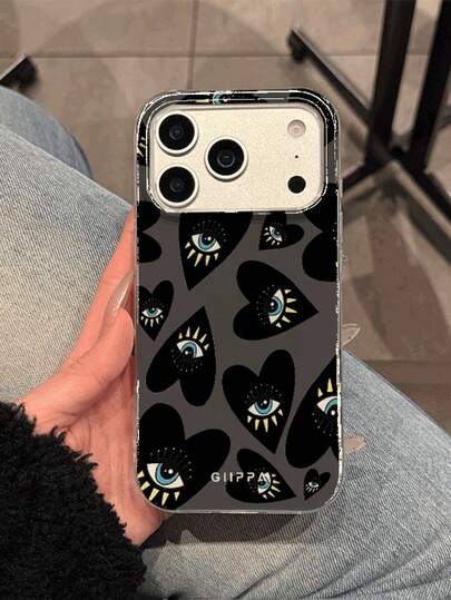 GIIPPA 1个奢华恶魔之眼与爱心设计手机壳，兼容 17 Pro Max、16 Pro Max、15 Pro Max、14 Pro Max，韩式时尚趣味手机壳，也适用于11/12/13/14/15/16 Pro Max Plus，优雅设计男女皆宜，是圣诞节、情人节、复活节、婚礼季和生日送给女友的理想礼物