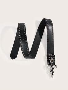 1 chiếc thắt lưng thời trang unisex kiểu Punk Y2K với khóa hình ngọn lửa và đinh tán màu đen, phù hợp với quần jeans, áo khoác da, phong cách rock, các bữa tiệc, buổi hòa nhạc, tụ họp, đường phố và các hoạt động ngoài trời. - Đinh tán ngọn lửa đen - Xem 11