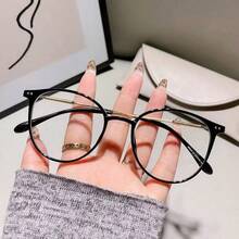 1 Pair Women's Round Simple Fashion Glasses, Suitable For Daily Wear, School, Office, Transparent Lenses, Perfect Gift For Christmas Or Valentine's Day - Multicolor - View 8