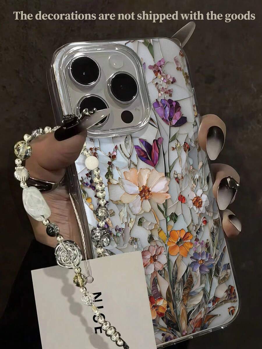 Floral Painted Elegant New Feather Mesh Silver Minimalist Fashion Phone Case Compatible With IPhone 16 PROMAX/16 PRO/ 15, Painted 15 Promax, Apple P13, P14 Women, P11 Soft Shell P12 Anti-Drop XS.XR /78P.78GES2, A14/A15 S23U/A50 A12 A32 A52 A72 A51 A21S A13 A14 S22 Ultra S23 A33 A53 S20 FE Phone Protective Cover - Multicolor - View 1