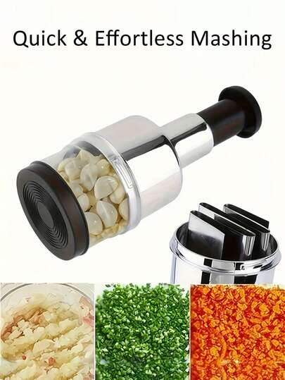 410 Grade Stainless Steel Garlic Press - Professional Manual Chili And Vegetable Crusher, Heavy Duty Meat Mincer, Rust-Proof Kitchen Tool