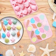 2Pcs Starfish Shell Chocolate Molds Marine Theme Silicone Mould 16-Cavity Mini Conch Animal Mold Cute Cupcake Decor DIY Crafting BaFKing Mold For Candy Cookie,Pink/Gray - Hồng/Xám - Xem 3