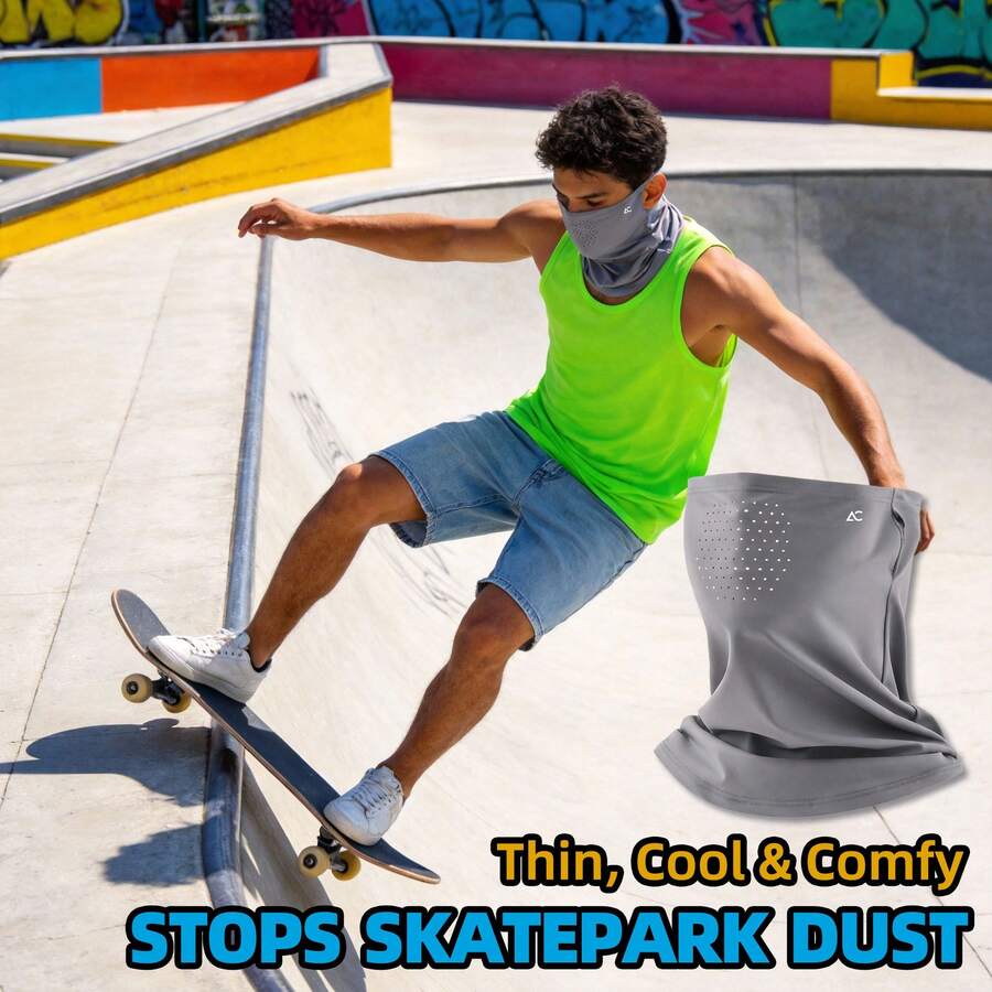 冰丝防紫外线防风全脸面罩，耳挂式面罩，颈部防护，户外骑行头巾，男女通用全脸防晒，夏季防晒，颈部防护，骑行面罩，户外防晒面罩，透气面罩，骑行跑步耳挂式面罩 - 彩色 - 查看 1