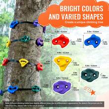 Tree Climbing Kit, 12 Tree Climbing Holds, 6 Ratchet Straps, And A Climbing Ladder, Climbing Rocks For Kids And Adults Climber, Various Colors And Shapes, For Outdoor  Warrior - 12 Pieces - Large Size - View 3