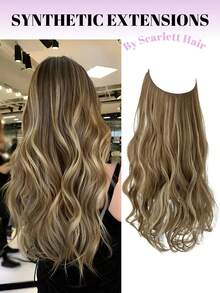 16英寸/22英寸无缝波浪卷发接发，隐形网状发片，一体式合成假发，增加发量，适合派对、节日、日常佩戴、美容院、角色扮演、婚礼、Y2K、洛丽塔、JK风格、细软发质、新手、所有肤色，新年礼物、情人节礼物 - 彩色 - 查看 10