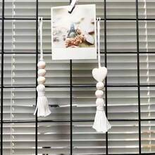 2/4 piezas Corona de cuentas de madera, Decoración de cuentas y borlas de madera, Borlas de cuentas de estilo rústico, Decoración de cuentas de estilo campestre - Multicolor - Ver 2