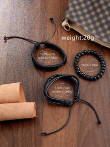 LIANDU LIANDU 1 Set Men's Casual Sports Quartz Watch With Calendar Function, Round Roman Numeral Dial, Punk Style Woven Strap, Suitable For Daily Wear, Ideal Birthday Gift For Friends, No Gift Box - Black - View 6