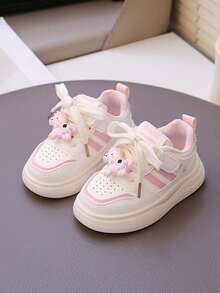 1双男女通用新款透气平底休闲运动鞋，软底防滑儿童滑板鞋，时尚百搭学生休闲鞋，适合春秋季穿着 - 粉色 - 查看 3