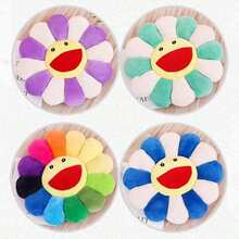 Smile Face Plush Rainbow Pillow, Sunflower Indie Decor Plush Pillow Soft Amp Comfortable Flower Floor Pillow For Home Reading Bed Room Decoration - 40CM Màu cầu vồng - Xem 5