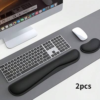 2件套键盘腕托支撑套装，防滑防污，舒适鼠标垫，适用于学校、办公室和家庭使用。