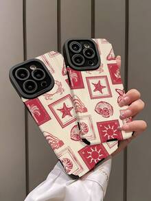 1个蓝色椰子树图案竖条纹经典防摔软皮手机壳，兼容苹果17/17Air/17PRO/17PROMAX - 彩色 - 查看 4