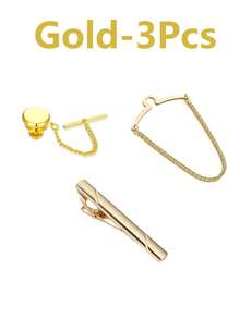 3/9 Pieces Of Men's Tie Clips, Tie Bars & Tie Chains In Silver, Black And Gold - Suitable For Weddings, Meetings, Business Events And Anniversaries - Multicolor - View 11