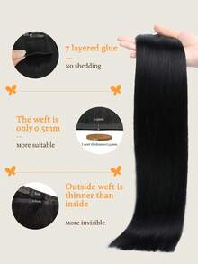 DOORES Seamless Clip In Hair Extensions Real Human Hair 130g-150g 7pcs Virgin Straight Weft Natural Remy PU Invisible Clip In Hair For Women Girls Daily Use Easy To Wear Can Be Styled Real Human Hair Charm Elegant Casual Holiday Outfits Cosplay Campus School Sport Vacation Travel Festival Prom Birthday Costume Party - S1 - View 3