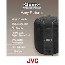 JVC - Altavoz inalámbrico portátil Gumy con Sonido Envolvente Bluetooth 5.3 Ligero Capacidad TWS USB-C hasta 15 Horas de duración de la batería - SPSG1BTB - Azul - Ver 5