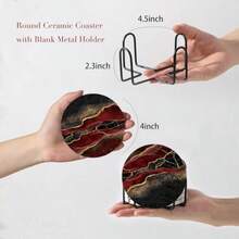 Coasters - Wine Red Golden Marble - View 4