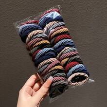 SGIAWETA-30 Pcs.Seamless Elastic Women's Hair Bands - Thick, Telescopic Hair Bands Ponytails With Geometric Patterns, Suitable Thick Curly Hair, Available In Several Colors - Birthday - Black - View 3