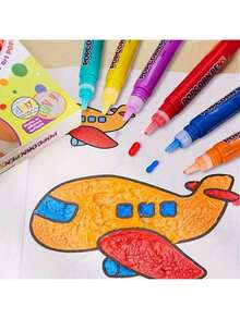 6pcs Set: Bubble Pen, Popcorn Pen, Stress Relief Fun Watercolor Pen, Art Bubble Brush, 3D Bubble Pen, DIY Greeting Card With 3D Magic Doodle, Watercolor Pen, Cotton Pen, Watercolor Pen. Children's DIY Bubble Effect. Office And Home Use. Back To School Season. Easter Gift. - Popcorn Pen - View 7