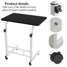 Mobile Computer Desk For Small Space, Adjustable Height Rolling Work Desk, Portable Standing Writing Desk With Wheels For Home Office Study Bedroom - 黑色 - 查看 4