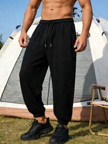 Men's Casual Drawstring Pocket Pants, Suitable For Hiking, Cycling, Outdoor Activities, Great Gift For Boyfriend, Spring/Summer
