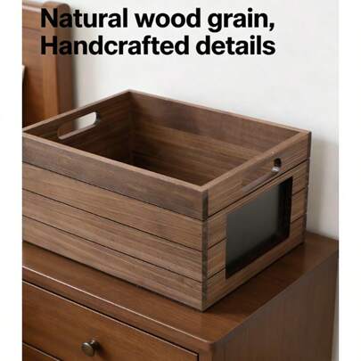 US Home Decor Must-Have Wood Storage Crate – With Chalkboard Label