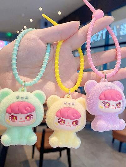 1 قطعة من أحدث الإكسسوارات الخشبية المزخرفة على شكل دب لتعليق الزينة على المكتب أو السيارة أو حقيبة الظهر، سلسلة مفاتيح دمية كرتونية ثلاثية الأبعاد، سلسلة مفاتيح سيليكون زوجية جميلة، سلسلة مفاتيح سيارة نجمة شعبية هدية حفلة، إكسسوار حقيبة سيارة صديق، سلسلة مفاتيح سيليكون كرتونية جميلة