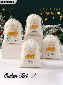 Bolsa de regalo personalizada con bendición de Ramadán, bolsa de regalo con bendición de Ramadán con nombre personalizado, bolsa de regalo esencial para Eid Al-Fitr - Multicolor - Ver 5