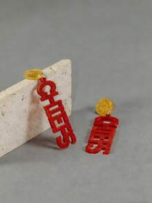 1 par de pendientes acrílicos con letra de chef de moda - carta - Ver 5