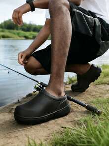 Plus Size Men's Waterproof EVA One-Piece Non-Breathable Anti-Splash Oil-Resistant Flat Bottom Work Shoes/Chef Shoes - Black - View 3