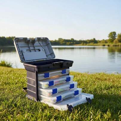 多功能路亚钓具盒，大容量防水隔层，适用于钓鱼装备