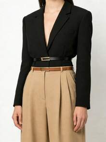 1pc Women's Minimalist Elegant High-Quality Metal Alloy Belt, Solid Color Stylish Waist Belt Accessory Suitable For Young And Middle-Aged Women, Enhances Feminine Charm, U-Shaped Handmade Buckle Thin Waist Belt, Can Be Paired With Classic Pants/Dresses, Suitable For Office, School, Daily Wear, Fashion, Teens, Outdoor, Vacation, Sports, Travel, Street, Outfit Matching, Back To School, Halloween And Other Occasions. - Multicolor - View 3