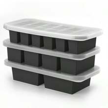 Silicone Freezer Mold With Lid, Food Storage Container Box, Extra Large Silicone Ice Cube Tray, Food Preservation Box - Black - View 10