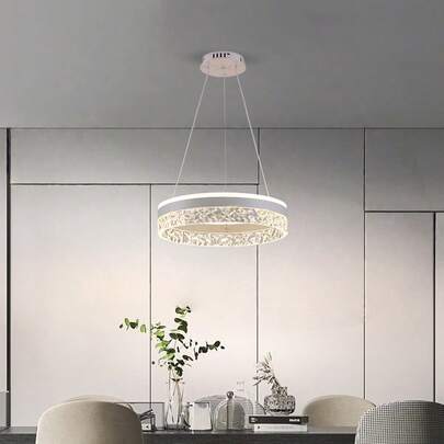 1pc Modern Semi-Flush Mount LED Pendant Light, 3 Color Temperatures Adjustable, Hardwired Metal & Acrylic Ceiling Fixture With Installation Hardware, Switch Control, 110-240V Suitable For Living Room, Dining Room, Bedroom