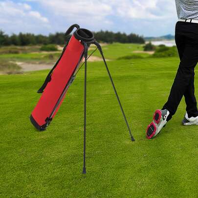 SHIOUCY Red White Golf Stand Bag 6.24x34in Nylon Plastic Steel 3-5 Clubs Capacity For Golf Course Practice Carry