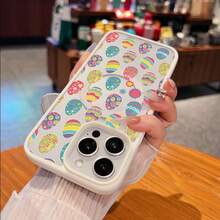Easter Egg Mobile Phone Case, Designed With Vibrant Colors And Floral Patterns, Suitable For IPhone 16, 15, 14, 13, 12 And 11 Pro Models, Made Of TPU Material, And Provides Shockproof Protection. Perfect For Family, Friends, Children, Birthdays, Spring, Holidays, Boyfriends, Girlfriends, And Valentine's Day Gifts. - CZ22 màu trắng - Xem 5