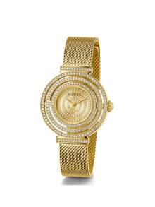 Guess 1件装女士石英表，优雅梦幻，不锈钢表带，水钻表圈，生日、情人节、周年纪念日、派对佩戴的最佳礼物 - GW0550L2 - 金色 - 查看 8